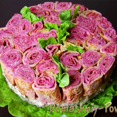 Салат Букет роз рецепт с фото пошагово с курицей на сайте Домашний повар