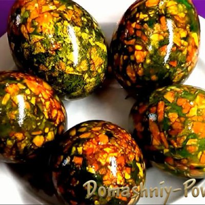 Мраморные яйца на Пасху с зеленкой и шелухой рецепт с фото на сайте Домашний повар
