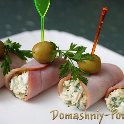 Рулетики из ветчины с сыром и чесноком рецепт с фото на сайте Домашний повар